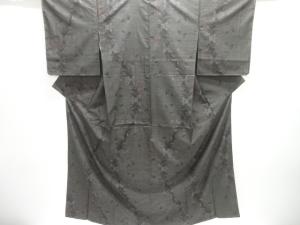 未使用品　仕立て上がり　草花模様織り出し本場泥大島紬着物(7マルキ)